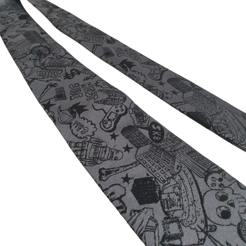 Old Navy Boy Junior Slim Graphic Tie Gray Black 2.5 Inches Wide Child Gift Gamer